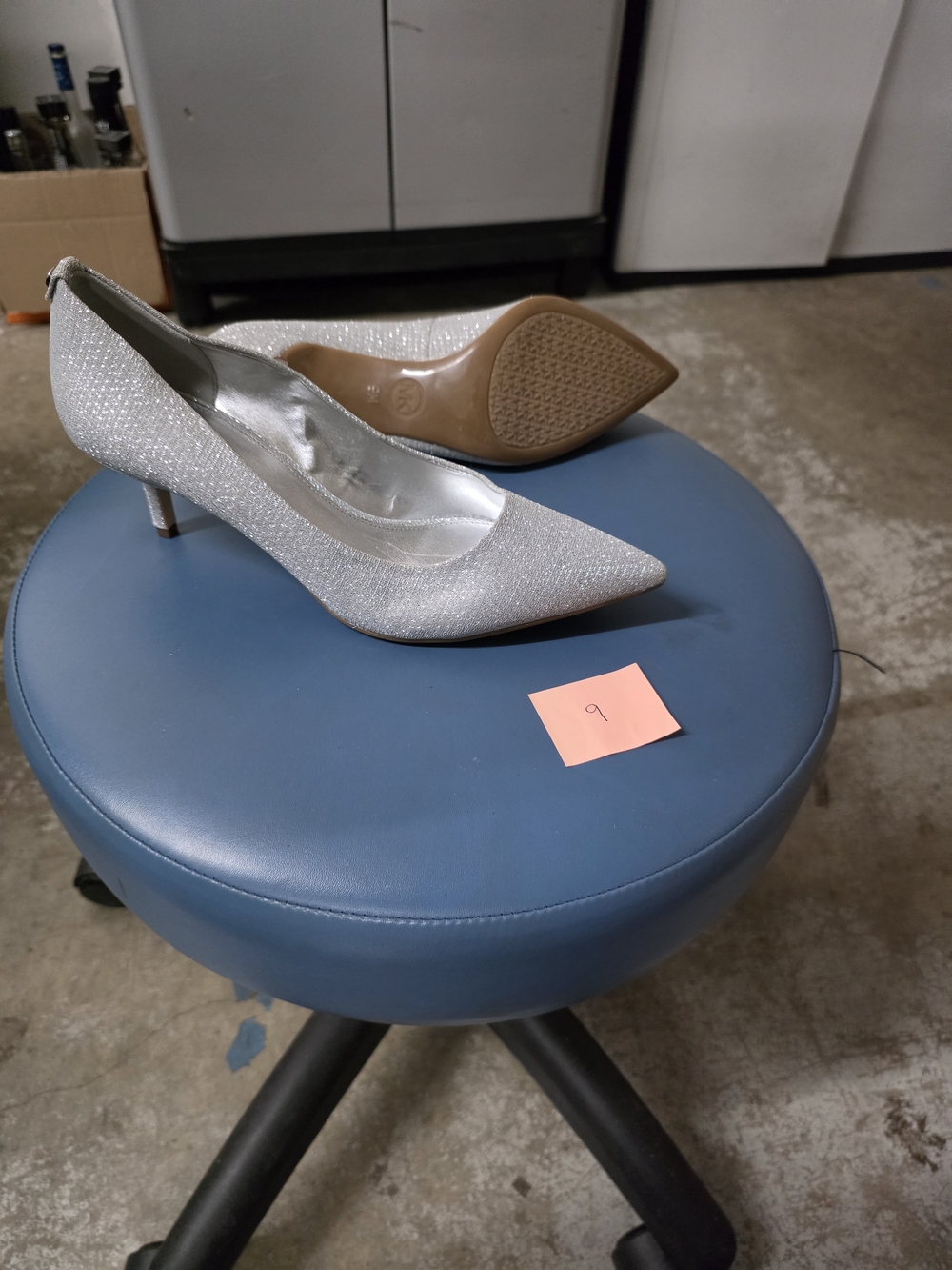 Michael Kors Silver Glitter Pointed Toe Kitten Heel Pumps